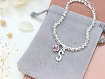 Personalised Initial And Birthstone Charm Bracelet, 8 of 10