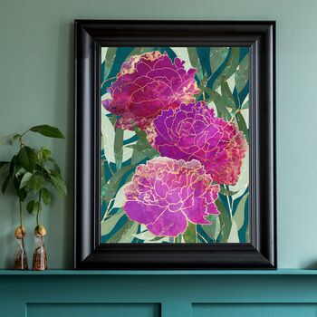 Custom November Birth Flower Peonies Art Print, 2 of 7