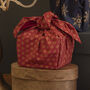 Fabric Gift Wrap Reusable Furoshiki Ruby With Gold, thumbnail 1 of 6