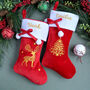Personalised Red Christmas Stocking With Reindeer, thumbnail 1 of 3