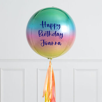 Personalised Ombre Rainbow Inflated Orb Balloon, 2 of 2
