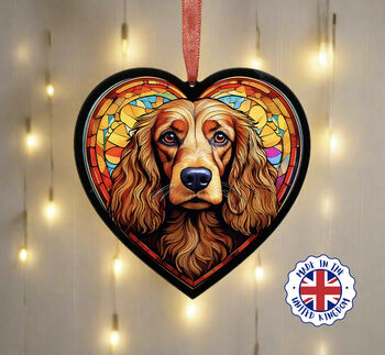 Cocker Spaniel Stained Glass Effect Heart Suncatcher, 8 of 9