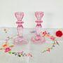 Pair Of Pink Glass Candlesticks, thumbnail 4 of 8