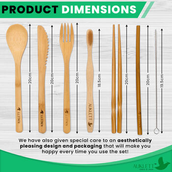 Reusable Brown Bamboo Cutlery Travel Set, 8 of 11