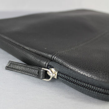 Black Leather Laptop Case With Gunmetal Zip, 6 of 6