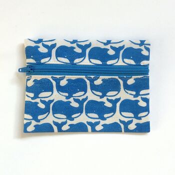 Whale Coin Purse. Blue. Cotton Pouch. Handmade, 3 of 3