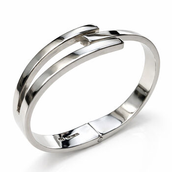 Solid Sterling Silver Chunky Interlaced Hinged Bangle, 7 of 9