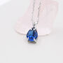 Sterling Silver Sapphire Blue Pear Cut Cz Necklace, thumbnail 5 of 11