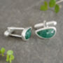 5ct Natural Emerald Cufflinks In Sterling Silver, thumbnail 2 of 2