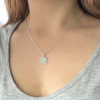 Sterling Silver Initial Disc Necklace, 4 of 6