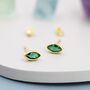 Emerald Green Cz Stud Earrings, thumbnail 2 of 12