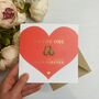 Wooden Penguin Love Heart Gold Foiled Card, thumbnail 4 of 7