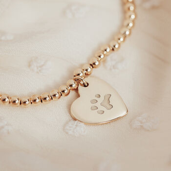 Personalised Paw Print Heart Charm Beaded Bracelet, 2 of 9