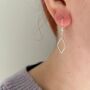 Outline Leaf Drop Earrings In Silver, thumbnail 4 of 4