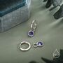 Sterling Silver December Birthstone Tanzanite Blue Crystal Drop Hoop Earrings, thumbnail 4 of 11