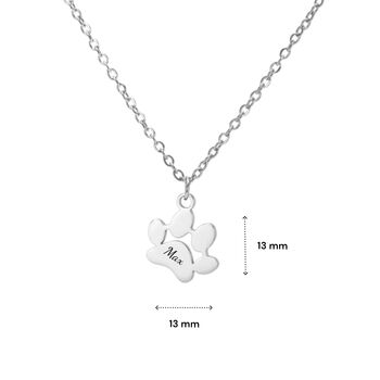 Dog Memorial Necklace Paw Print Pendant Design In Gold And Silver, 7 of 7
