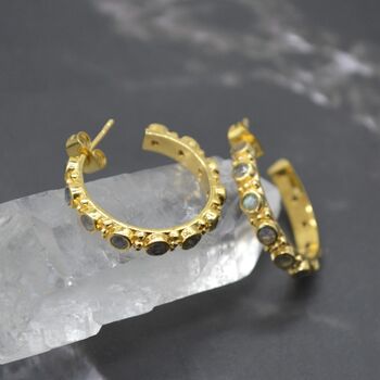 Labradorite Hoop Earrings: Silver Or Gold, 11 of 12
