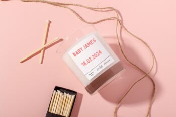 Personalised New Baby Candle For New Parents Pregnancy Gift, 3 of 6