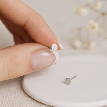 Micro Sterling Silver Disc Stud Earrings – 3mm, 3 of 5