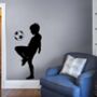 Black And White Silhouette Boy Kicking Football, thumbnail 4 of 4