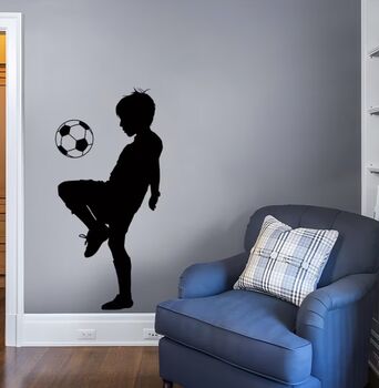 Black And White Silhouette Boy Kicking Football, 4 of 4