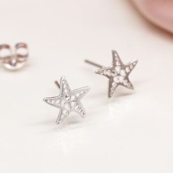 Sterling Silver Starfish Stud Earrings, 4 of 11