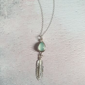 Harmony Chalcedony Feather Necklace, 4 of 6