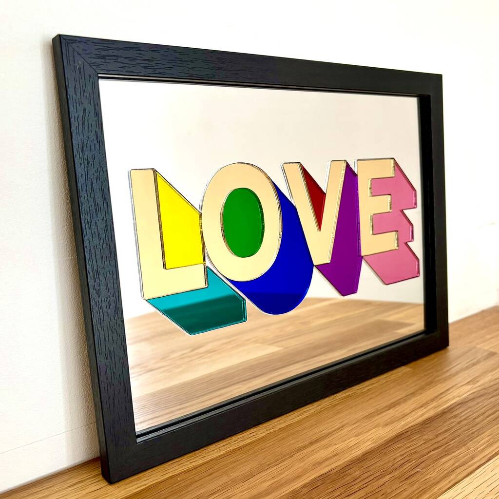Inlaid Rainbow Mirror Love Sign, 1 of 6