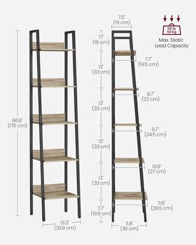 Ladder Shelf Industrial Living Room Bedroom Bookshelf, 8 of 12