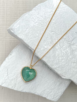 Fluorite Puff Heart Gold Plated Necklace, 3 of 7
