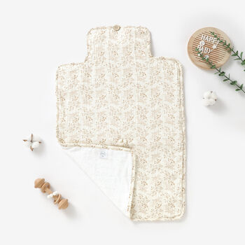 Neutral Floral Organic Cotton Baby Travel Changing Mat, 2 of 3