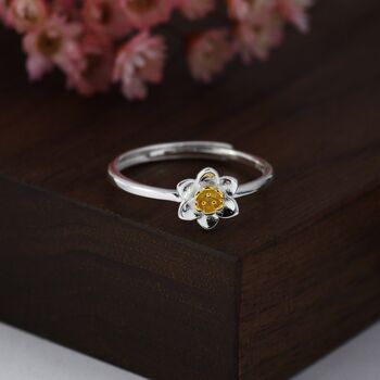 Sterling Silver Daffodil Flower Ring, 2 of 12