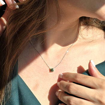 Peridot 1ct Moissanite Crystal Sterling Silver Necklace, 4 of 6