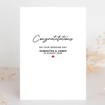 Congratulations On Your Wedding Day Personalised Card, 3 of 6