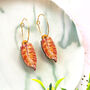 Philodendron Orange Earrings, Orange Leaf Earrings, thumbnail 6 of 12