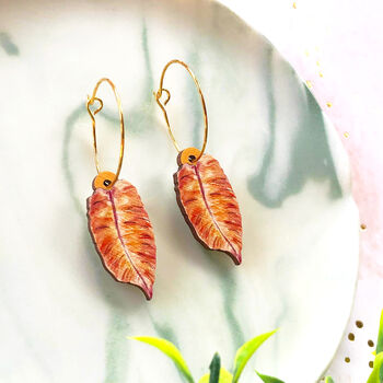 Philodendron Orange Earrings, Orange Leaf Earrings, 6 of 12