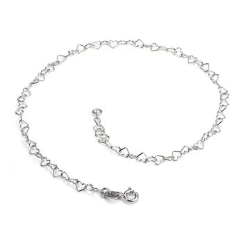 9ct White Gold Open Hearts Chain Anklet, 2 of 3