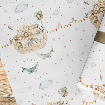 Noah's Ark Christening Wrapping Paper, 4 of 6
