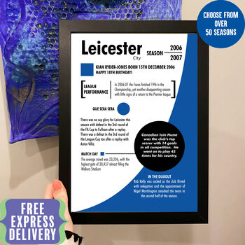 Personalised Season Print Birthday Gift For Leicester City Fans, 2 of 7