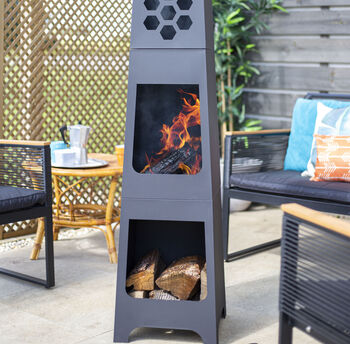 Honeycomb Chiminea With Wood Store, 2 of 4