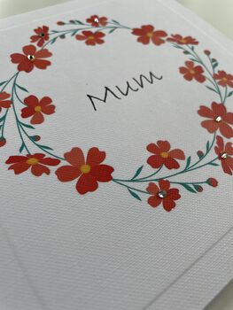 Handmade 'Mum' Floral Wreath Greetings Card, 2 of 2