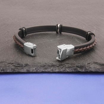 Personalised Initials Rubber And Leather Bracelet, 3 of 4