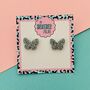 Glitter Butterfly Stud Earrings, thumbnail 1 of 4