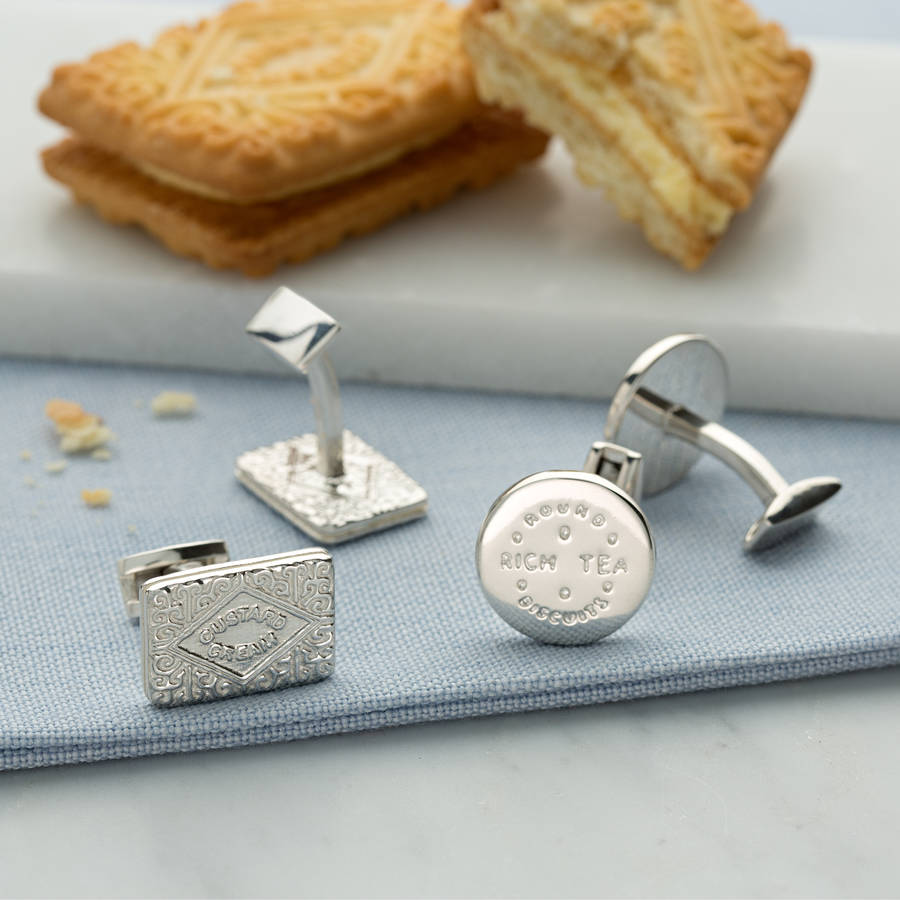 Sterling Silver Biscuit Cufflinks By Lily Charmed