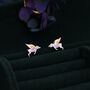 Flying Pig Stud Earrings In Sterling Silver, thumbnail 7 of 11