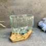 10cm Molten Glass Square Bowl On Teak Root Base, thumbnail 1 of 12
