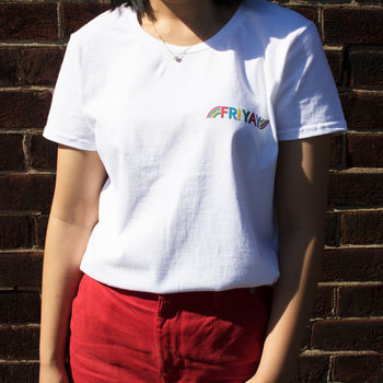 Friyay Women’s Rainbow Slogan T Shirt, 2 of 4