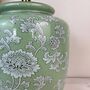 Sage Green White Floral Pattern Ceramic Porcelain Table, thumbnail 5 of 6