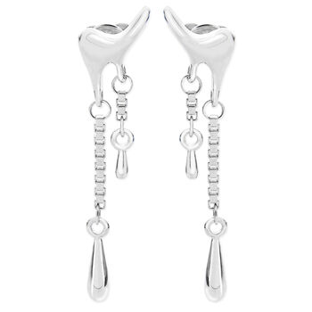 Sterling Silver Melting Drop Earrings – British Designer Jewellery, 4 of 9