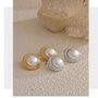 Milan Ivory D’or Gold Pearl Charm Bezel Gala Gift Earrings, thumbnail 4 of 4